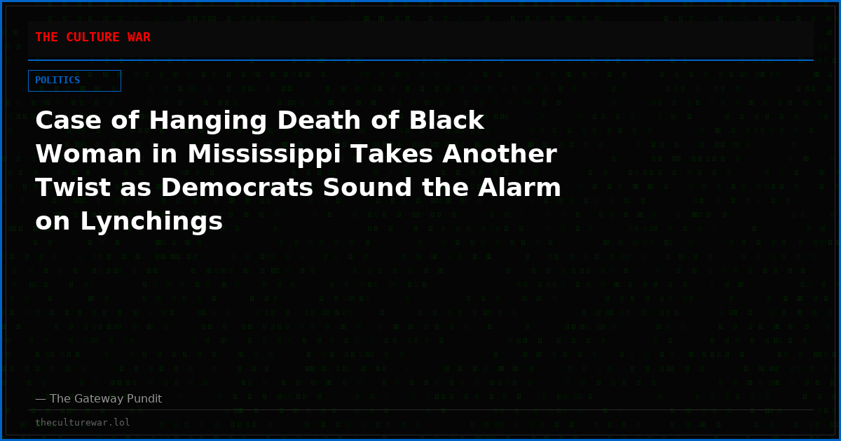 Case of Hanging Death of Black Woman in Mississippi Takes Another Twist as Democrats Sound the Alarm on Lynchings