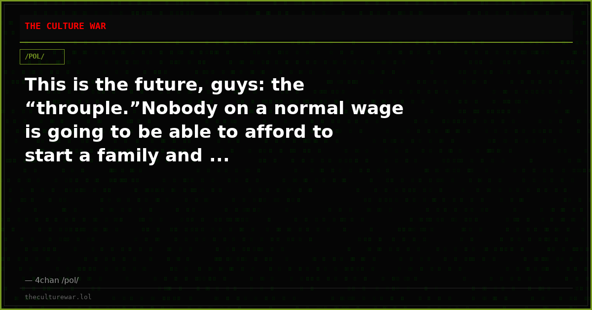 This is the future, guys: the “throuple.”Nobody on a normal wage is going to be able to afford to start a family and ...