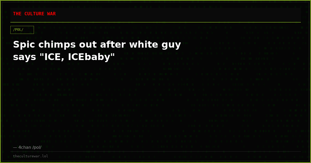 Spic chimps out after white guy says "ICE, ICEbaby"