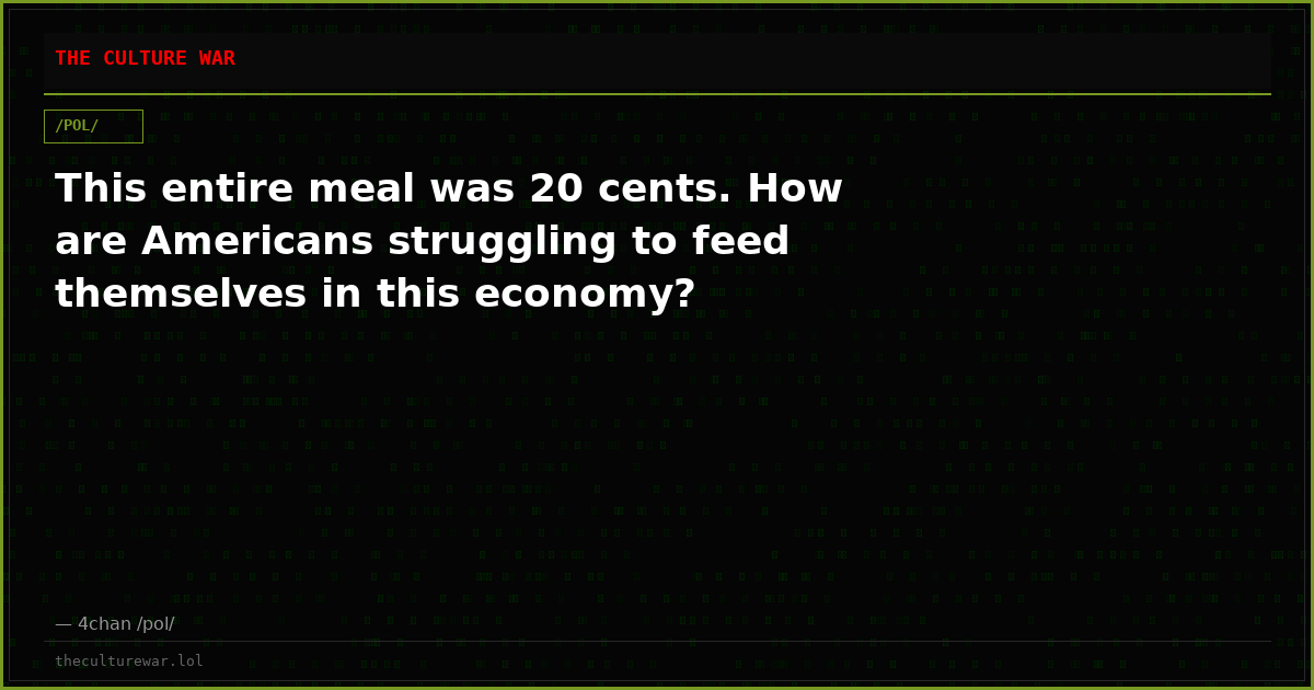 This entire meal was 20 cents. How are Americans struggling to feed themselves in this economy?