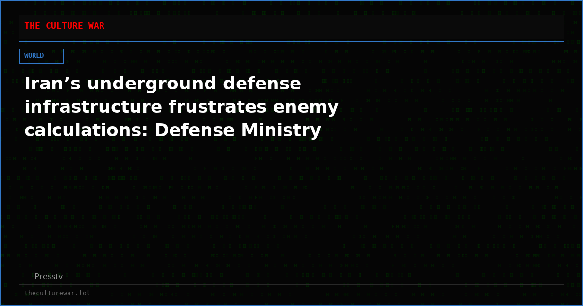 Iran’s underground defense infrastructure frustrates enemy calculations: Defense Ministry