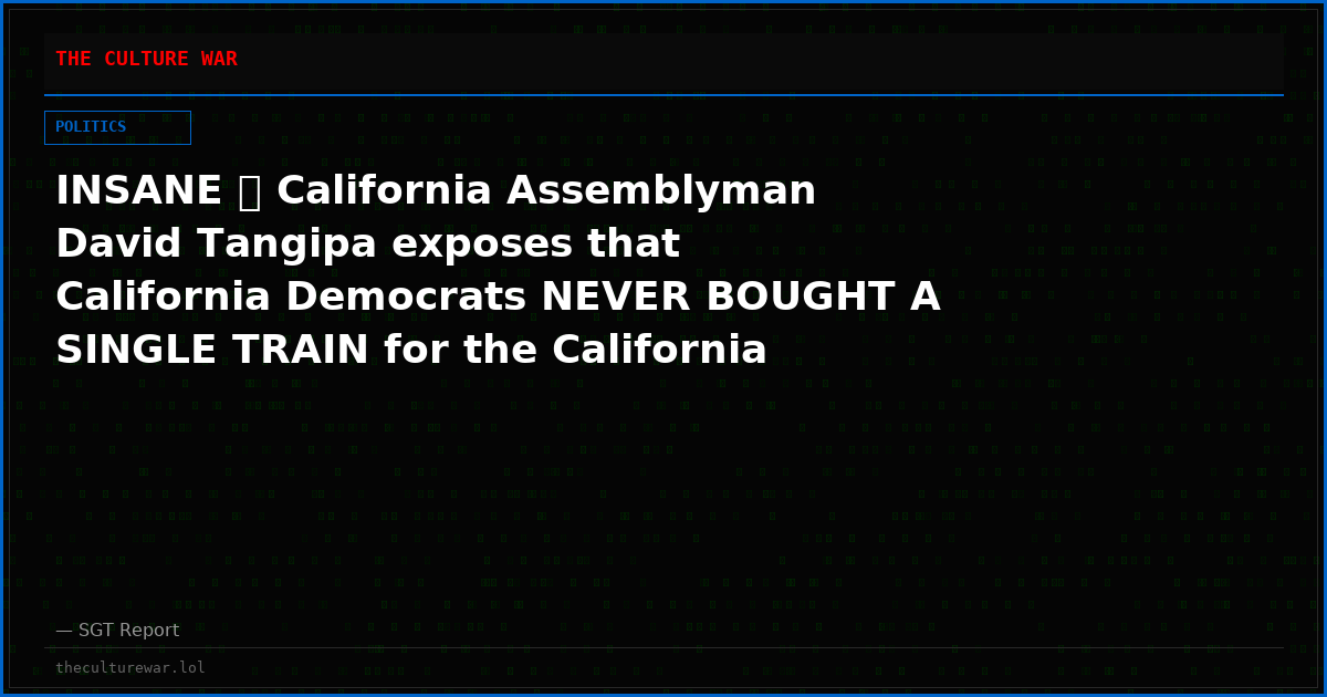 INSANE 🚨 California Assemblyman David Tangipa exposes that California Democrats NEVER BOUGHT A SINGLE TRAIN for the California High Speed Rail