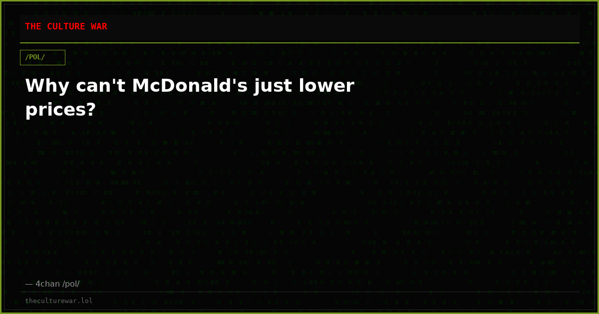 Why can't McDonald's just lower prices?