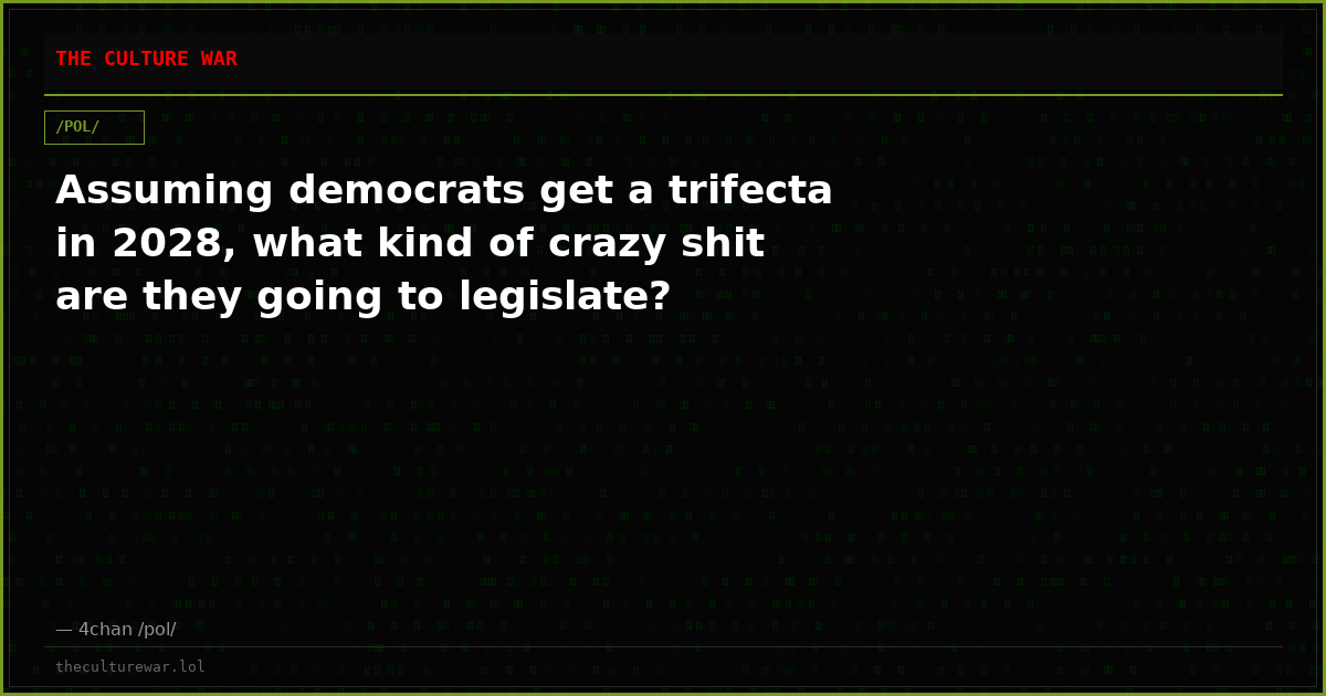 Assuming democrats get a trifecta in 2028, what kind of crazy shit are they going to legislate?