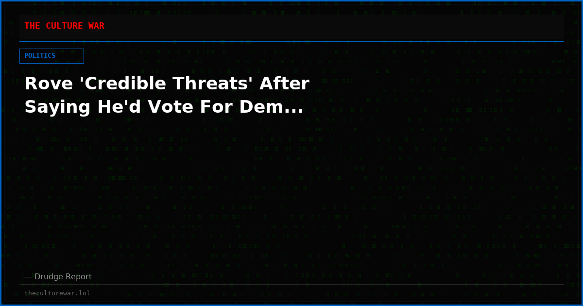 Rove 'Credible Threats' After Saying He'd Vote For Dem...