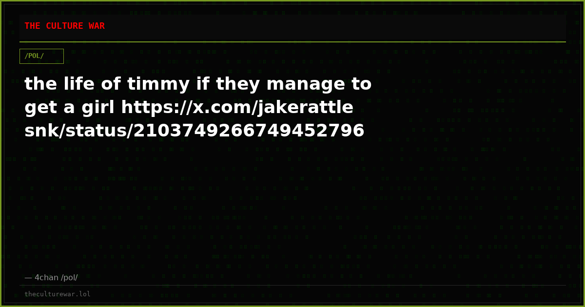 the life of timmy if they manage to get a girl https://x.com/jakerattlesnk/status/2103749266749452796