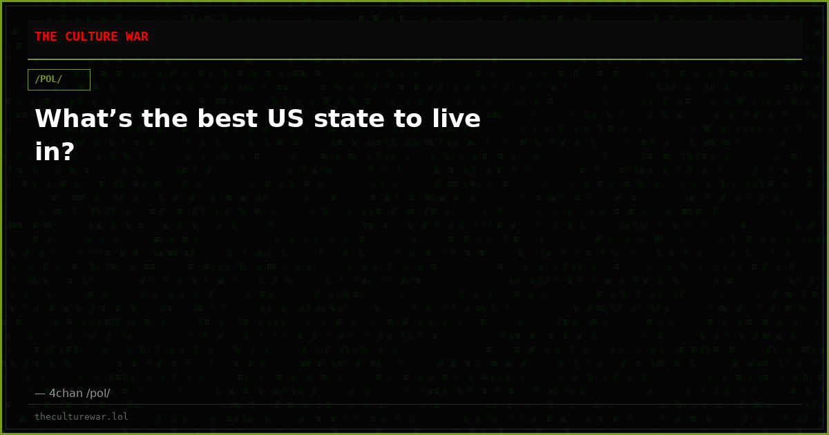 What’s the best US state to live in?