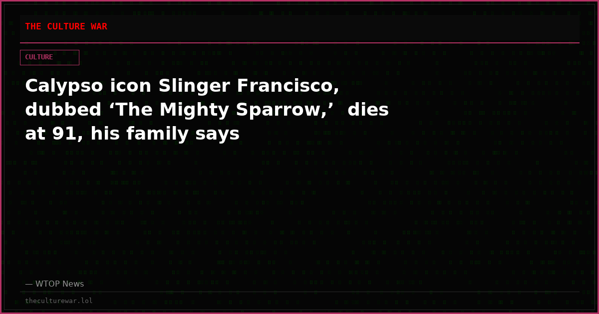 Calypso icon Slinger Francisco, dubbed ‘The Mighty Sparrow,’  dies at 91, his family says