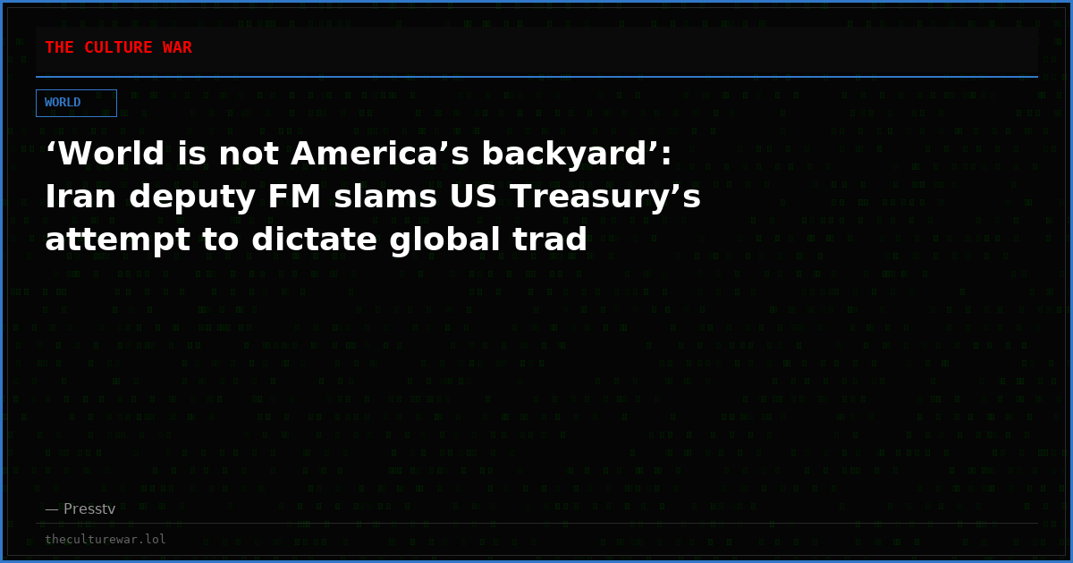 ‘World is not America’s backyard’: Iran deputy FM slams US Treasury’s attempt to dictate global trad
