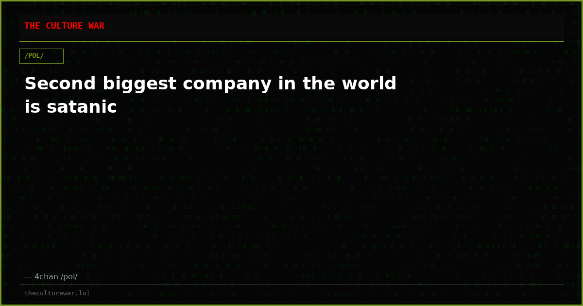 Second biggest company in the world is satanic