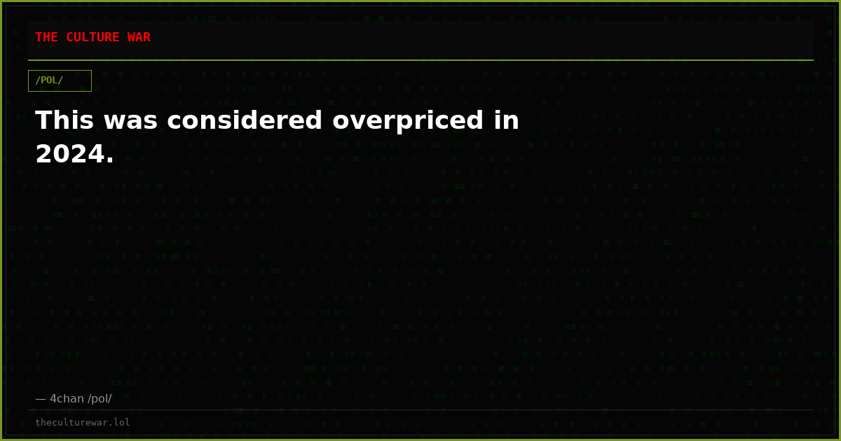 This was considered overpriced in 2024.