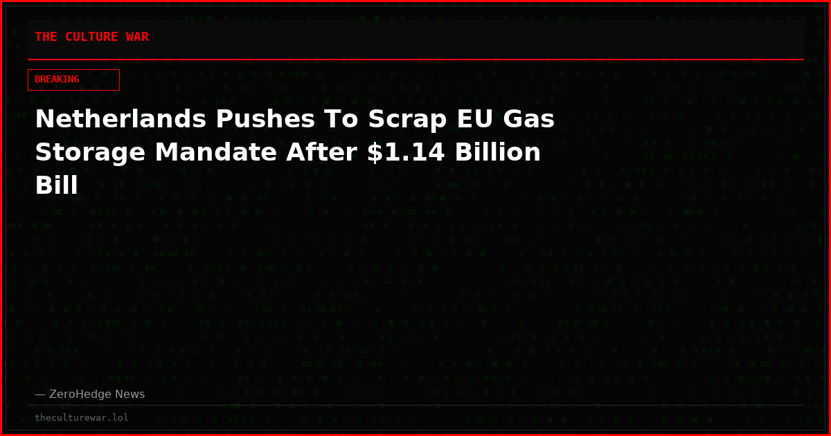 Netherlands Pushes To Scrap EU Gas Storage Mandate After $1.14 Billion Bill