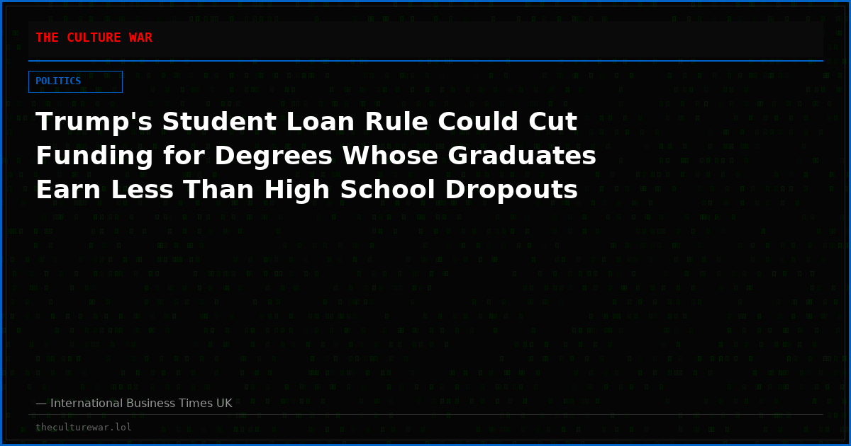 Trump's Student Loan Rule Could Cut Funding for Degrees Whose Graduates Earn Less Than High School Dropouts