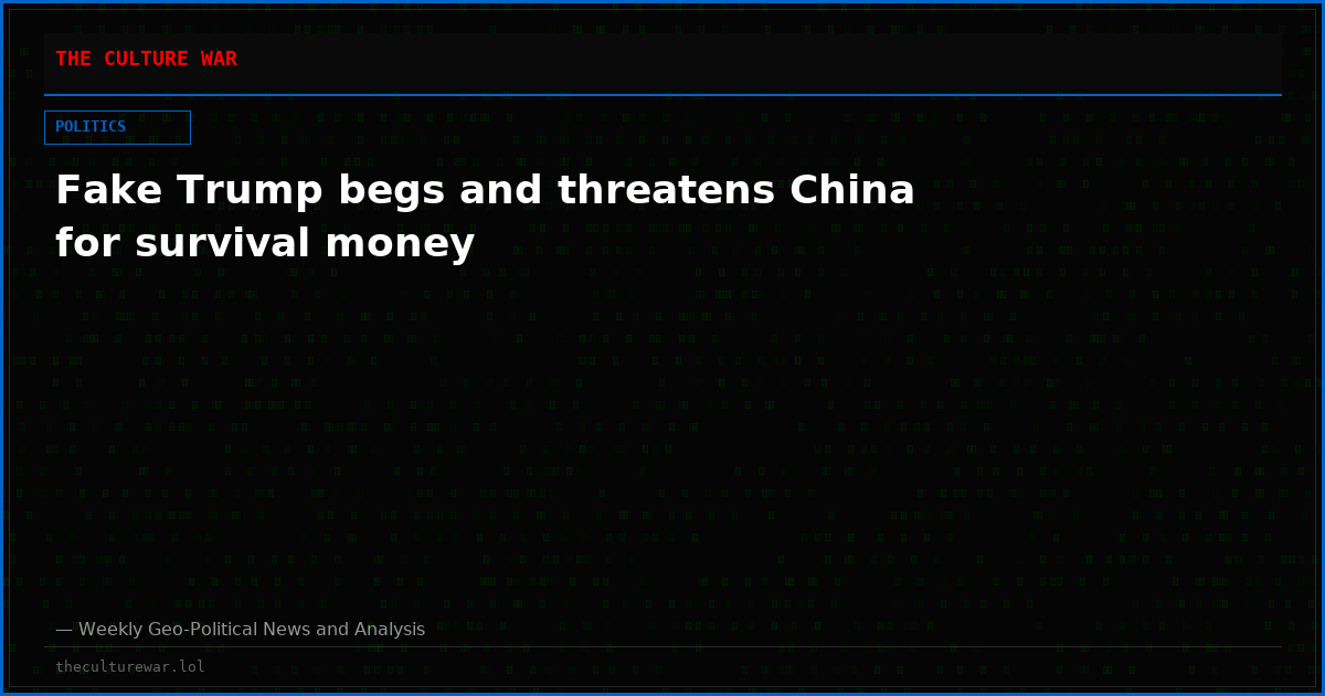 Fake Trump begs and threatens China for survival money