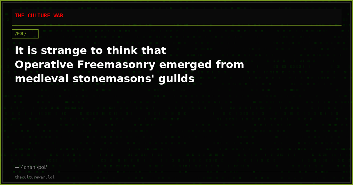 It is strange to think that Operative Freemasonry emerged from medieval stonemasons' guilds