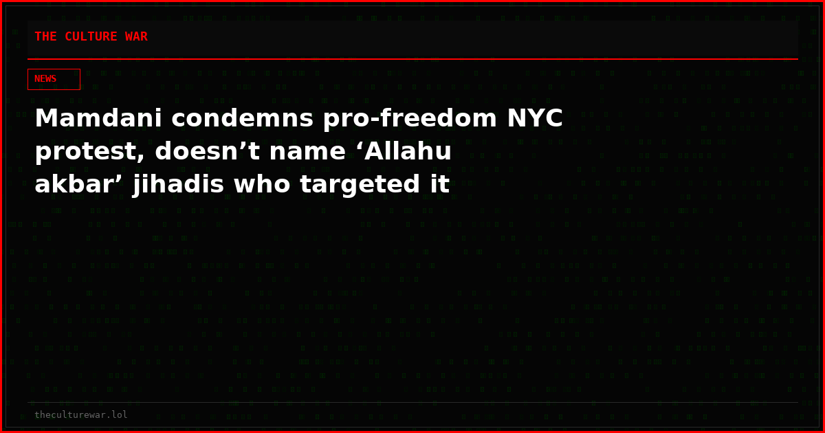 Mamdani condemns pro-freedom NYC protest, doesn’t name ‘Allahu akbar’ jihadis who targeted it