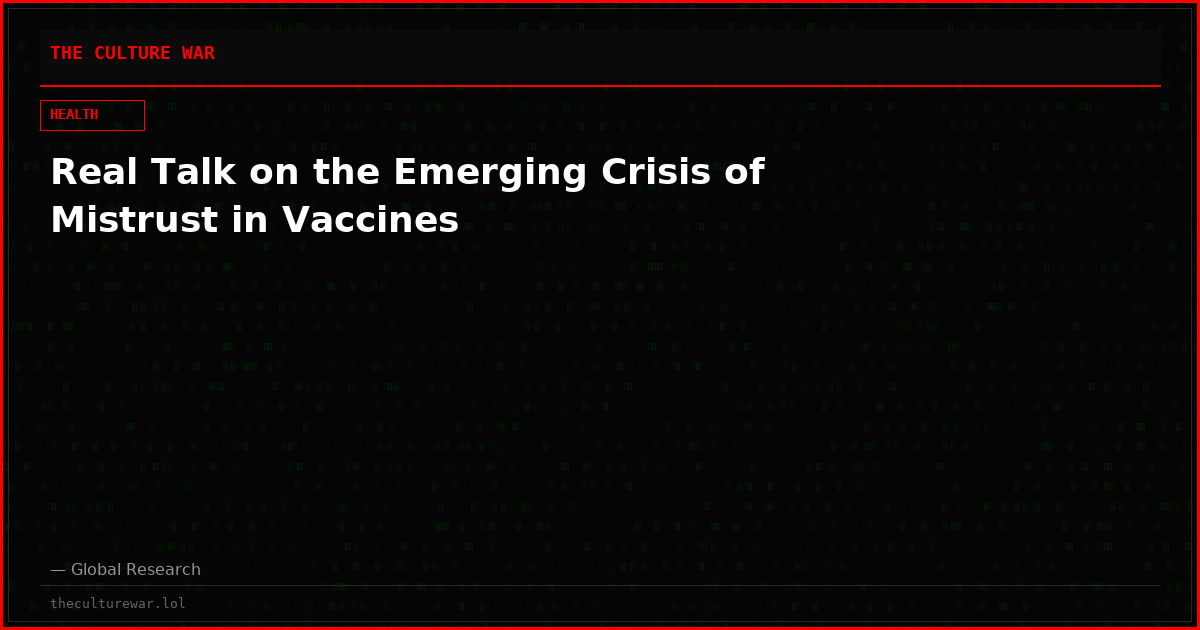 Real Talk on the Emerging Crisis of Mistrust in Vaccines