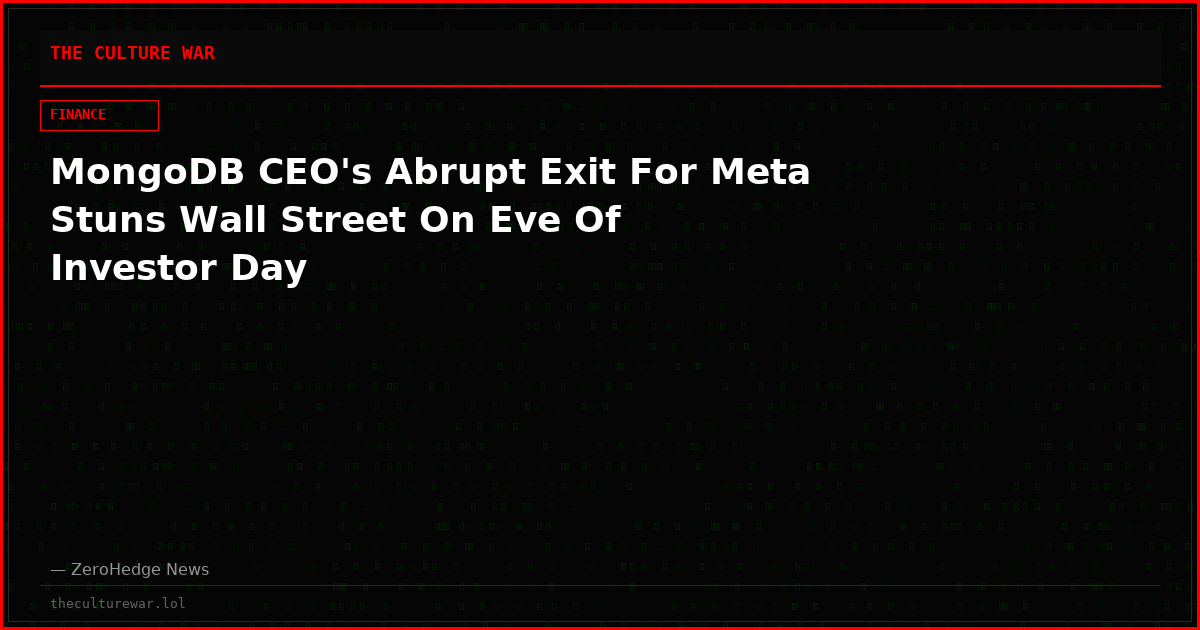 MongoDB CEO's Abrupt Exit For Meta Stuns Wall Street On Eve Of Investor Day