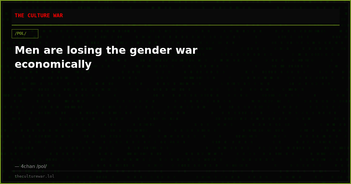 Men are losing the gender war economically