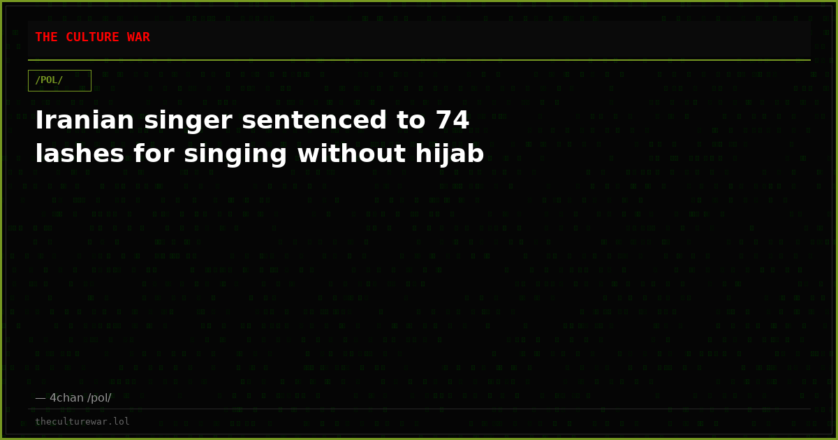 Iranian singer sentenced to 74 lashes for singing without hijab