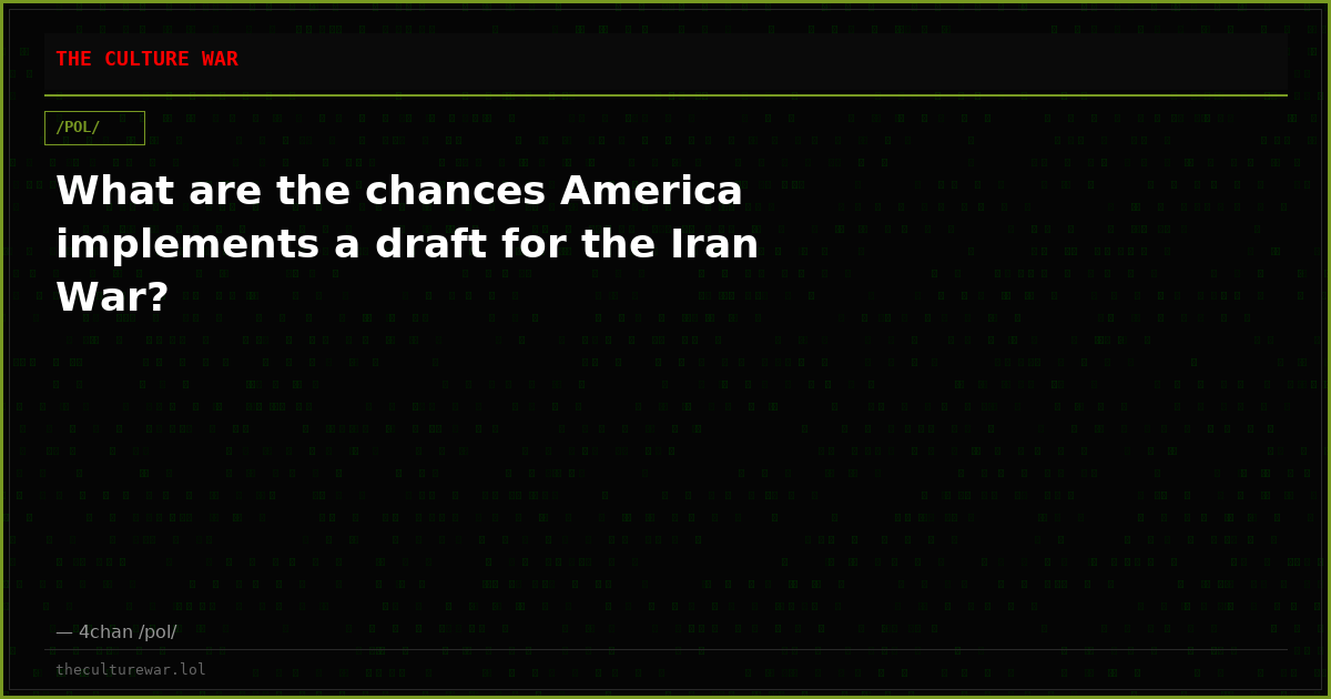 What are the chances America implements a draft for the Iran War?