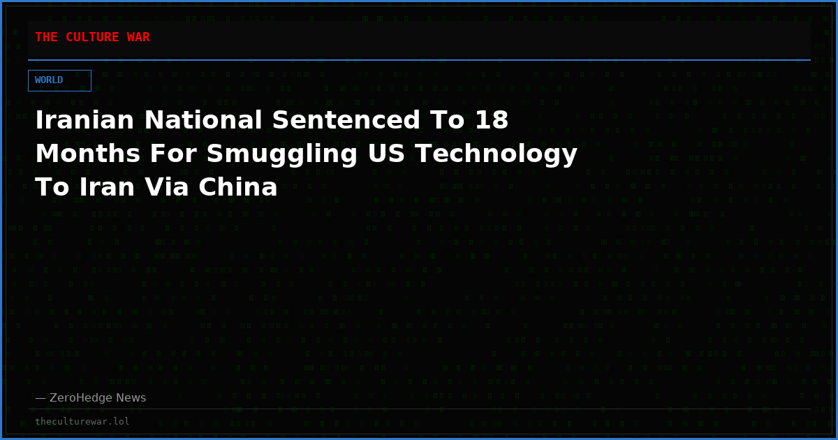 Iranian National Sentenced To 18 Months For Smuggling US Technology To Iran Via China