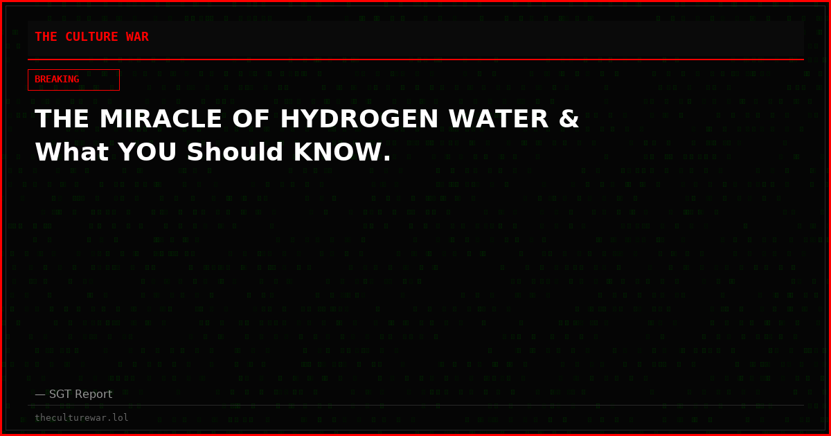 THE MIRACLE OF HYDROGEN WATER & What YOU Should KNOW.