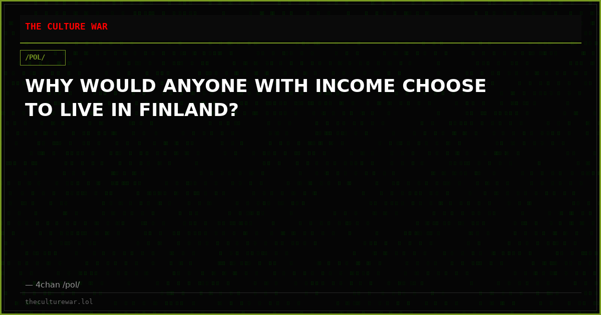 WHY WOULD ANYONE WITH INCOME CHOOSE TO LIVE IN FINLAND?