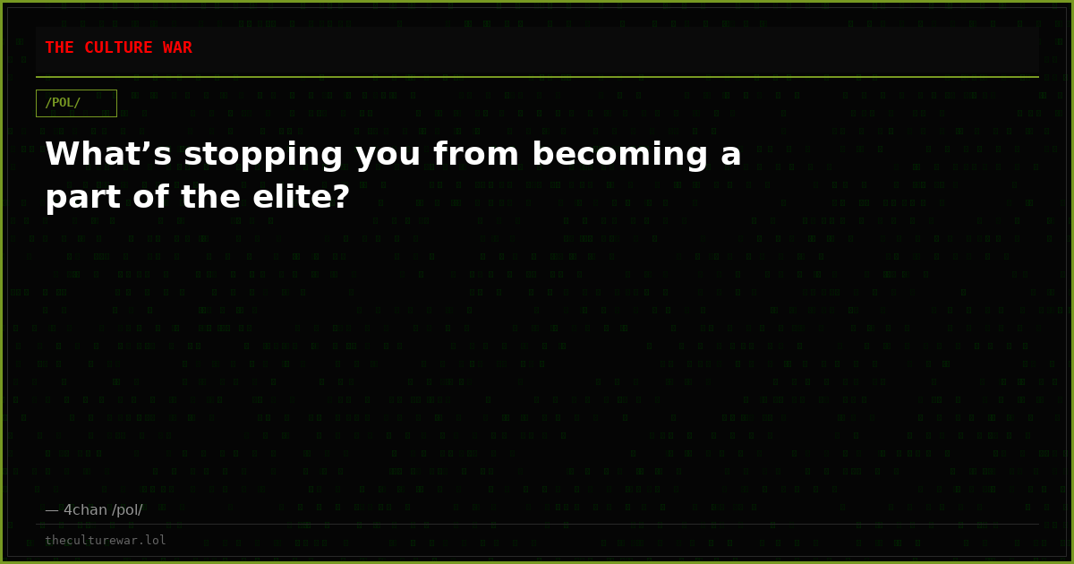 What’s stopping you from becoming a part of the elite?