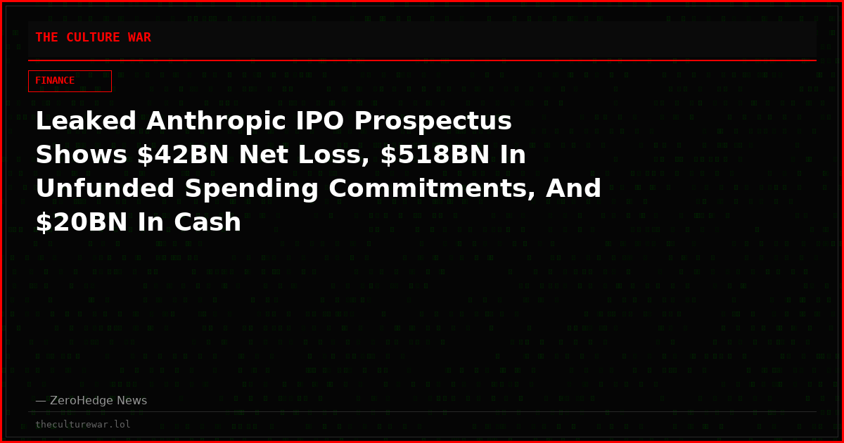 Leaked Anthropic IPO Prospectus Shows $42BN Net Loss, $518BN In Unfunded Spending Commitments, And $20BN In Cash