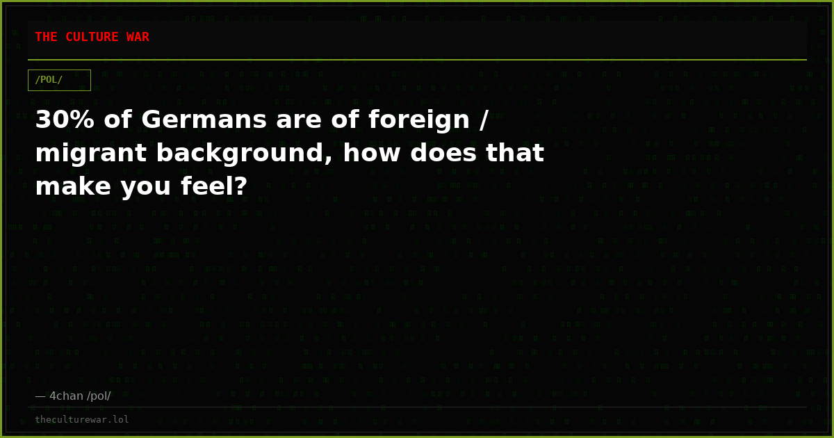 30% of Germans are of foreign / migrant background, how does that make you feel?