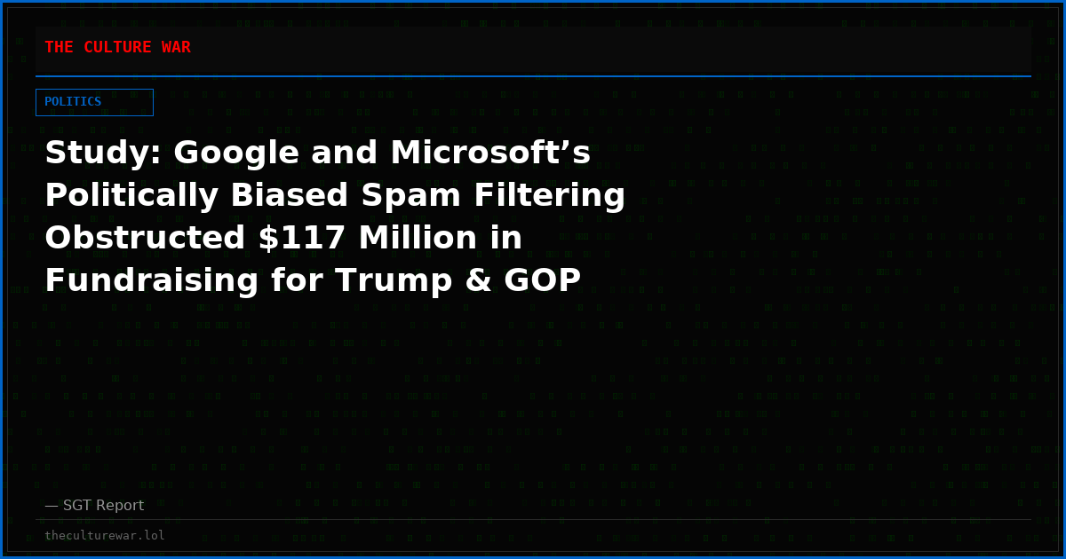 Study: Google and Microsoft’s Politically Biased Spam Filtering Obstructed $117 Million in Fundraising for Trump & GOP