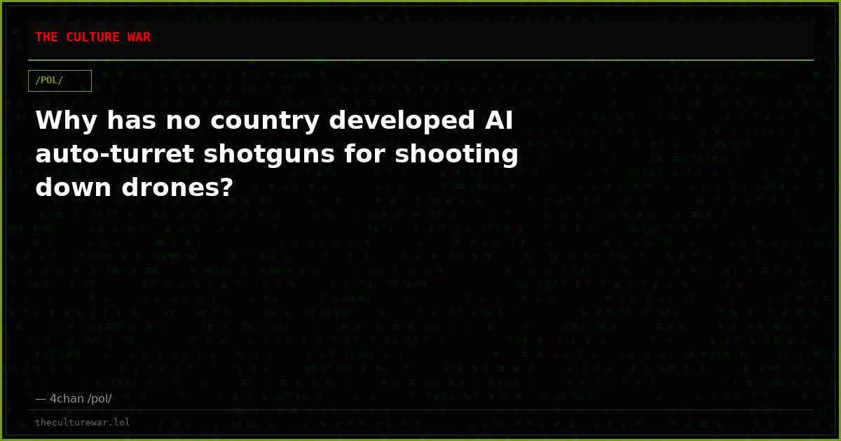 Why has no country developed AI auto-turret shotguns for shooting down drones?