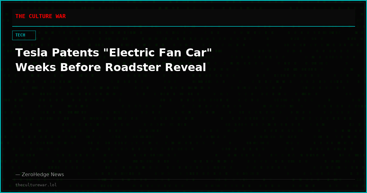 Tesla Patents "Electric Fan Car" Weeks Before Roadster Reveal