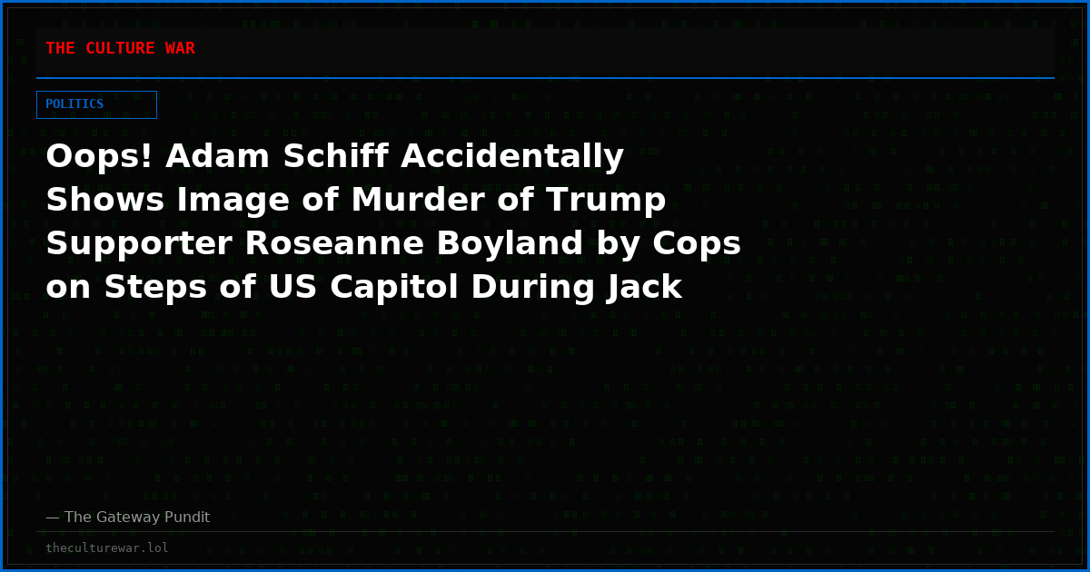 Oops! Adam Schiff Accidentally Shows Image of Murder of Trump Supporter Roseanne Boyland by Cops on Steps of US Capitol During Jack Smith Hearing