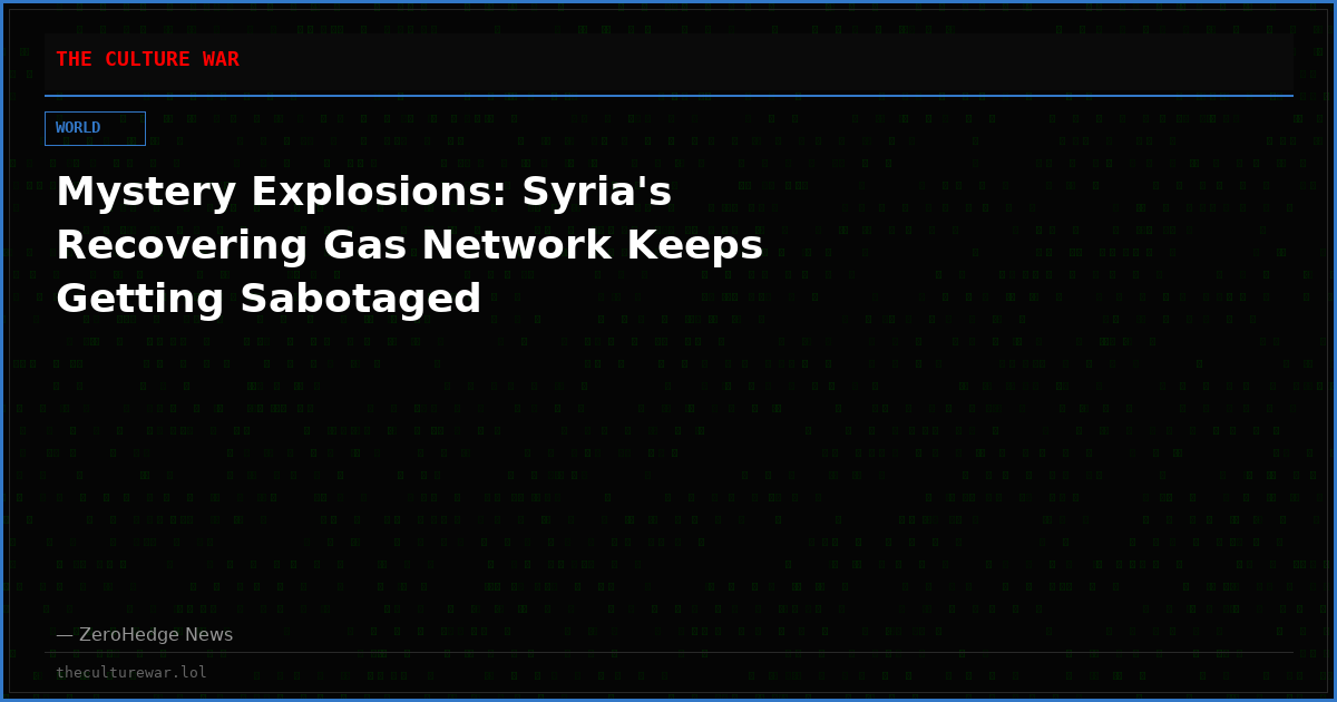 Mystery Explosions: Syria's Recovering Gas Network Keeps Getting Sabotaged