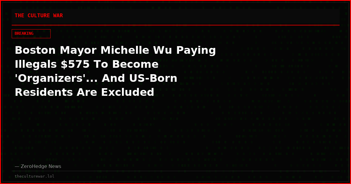Boston Mayor Michelle Wu Paying Illegals $575 To Become 'Organizers'... And US-Born Residents Are Excluded