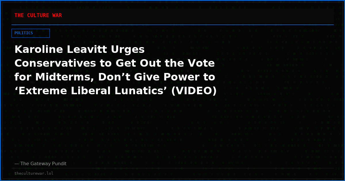Karoline Leavitt Urges Conservatives to Get Out the Vote for Midterms, Don’t Give Power to ‘Extreme Liberal Lunatics’ (VIDEO)