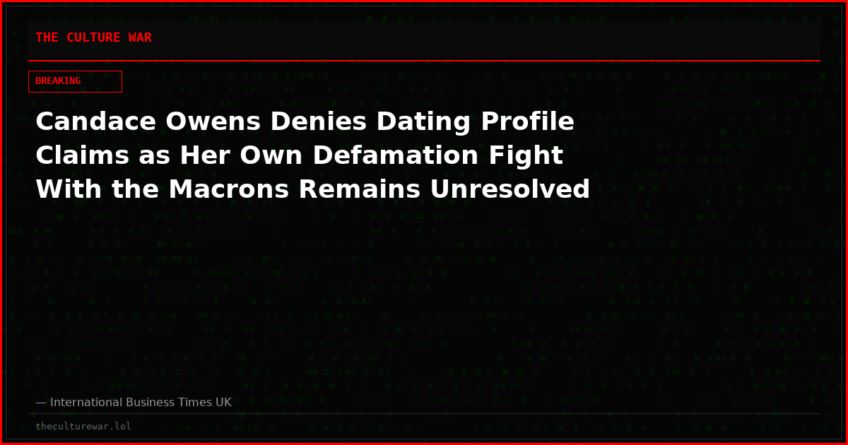 Candace Owens Denies Dating Profile Claims as Her Own Defamation Fight With the Macrons Remains Unresolved