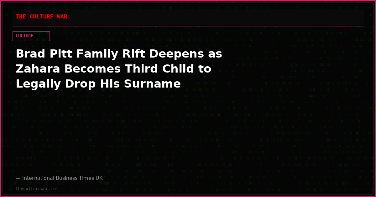 Brad Pitt Family Rift Deepens as Zahara Becomes Third Child to Legally Drop His Surname