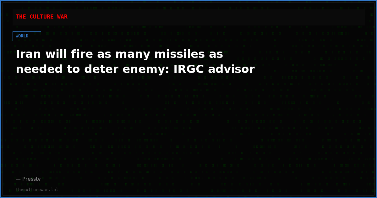 Iran will fire as many missiles as needed to deter enemy: IRGC advisor