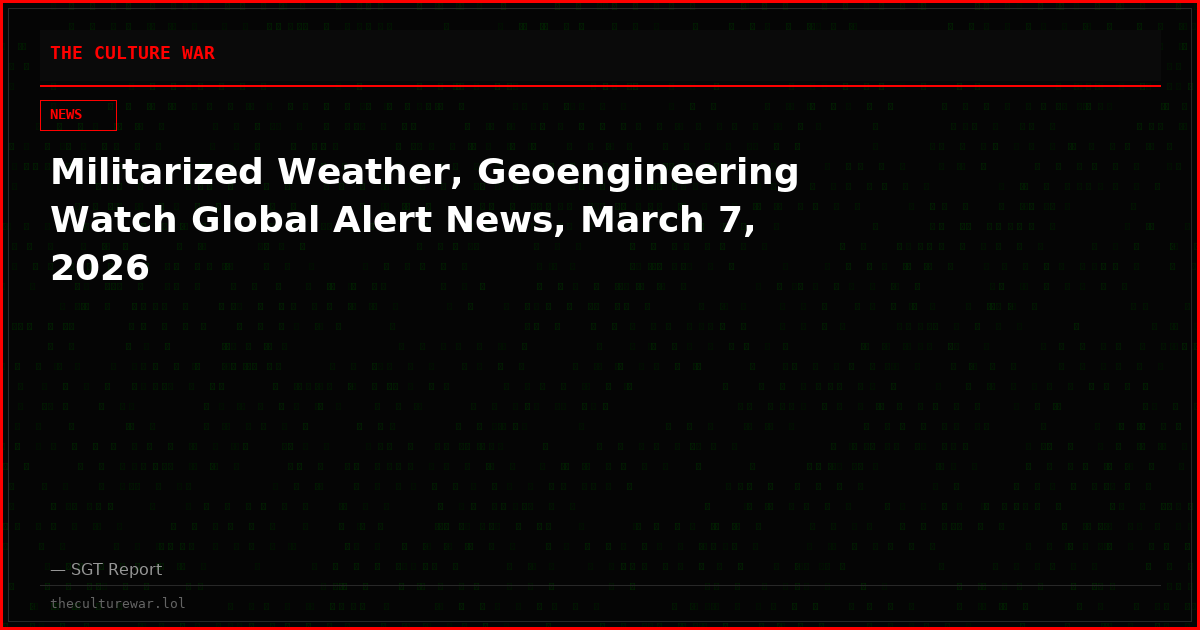 Militarized Weather, Geoengineering Watch Global Alert News, March 7, 2026