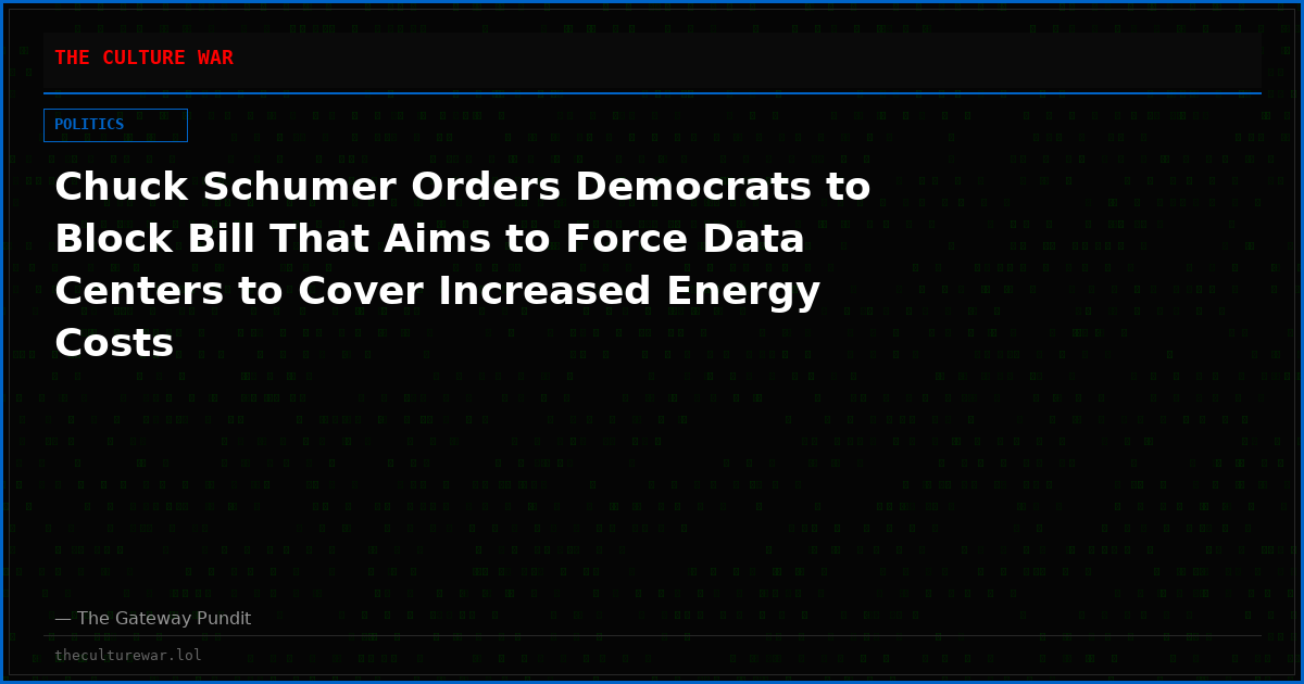 Chuck Schumer Orders Democrats to Block Bill That Aims to Force Data Centers to Cover Increased Energy Costs