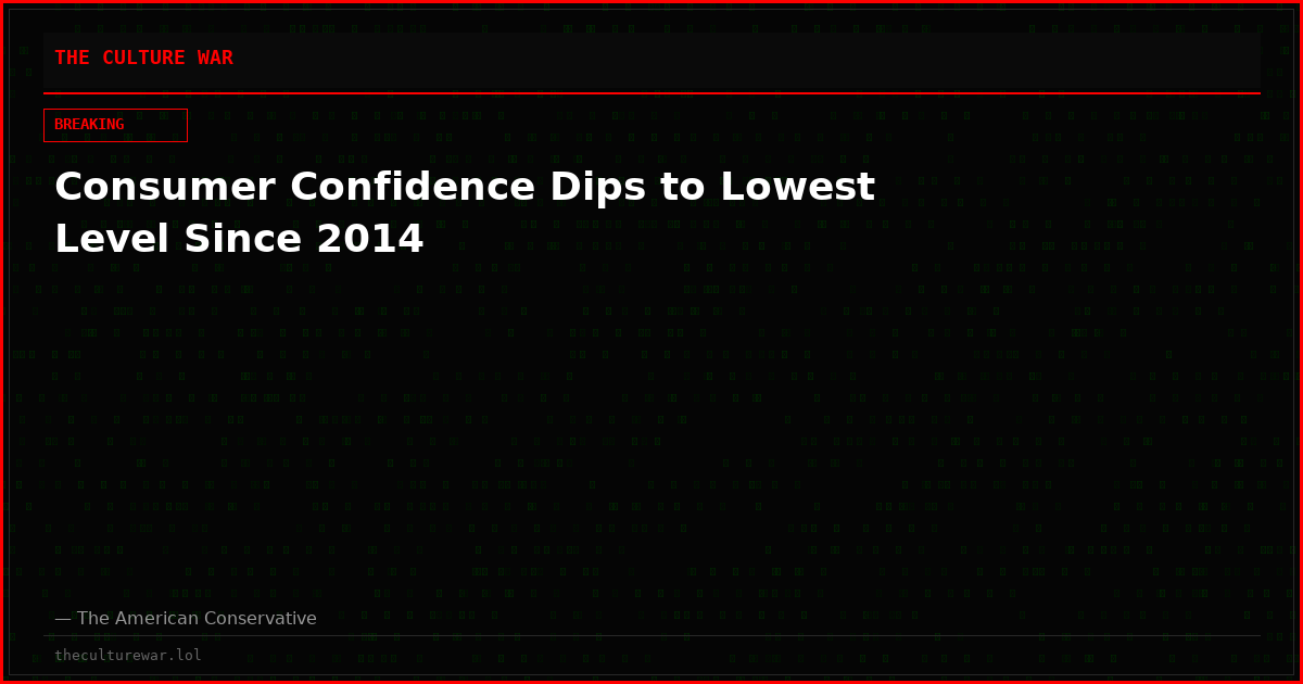 Consumer Confidence Dips to Lowest Level Since 2014