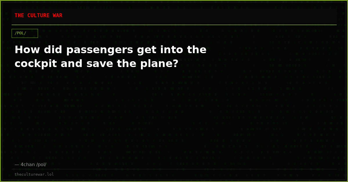 How did passengers get into the cockpit and save the plane?