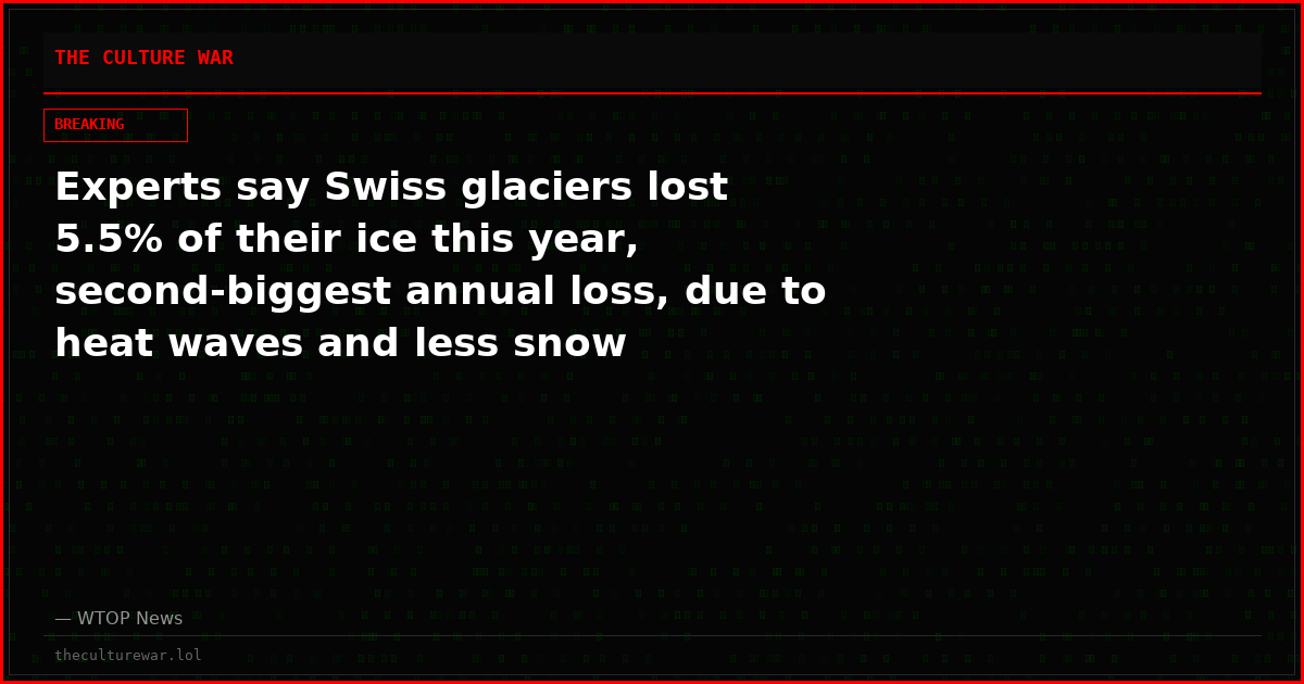 Experts say Swiss glaciers lost 5.5% of their ice this year, second-biggest annual loss, due to heat waves and less snow