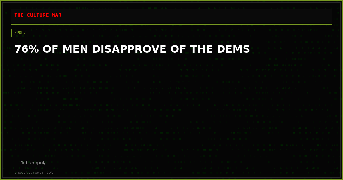 76% OF MEN DISAPPROVE OF THE DEMS