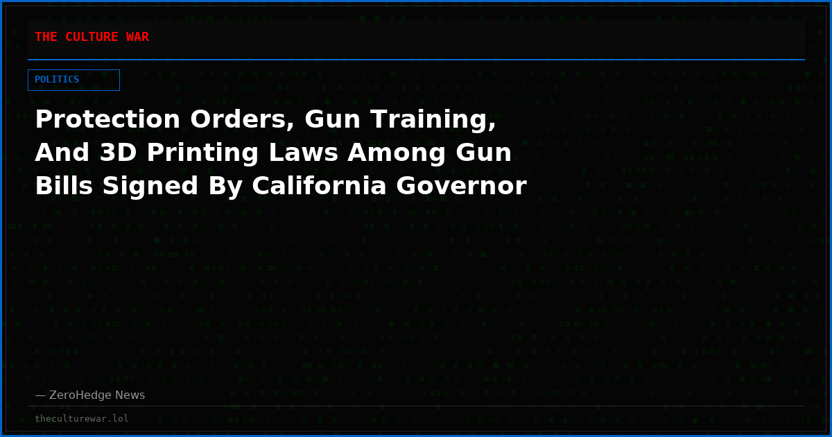 Protection Orders, Gun Training, And 3D Printing Laws Among Gun Bills Signed By California Governor