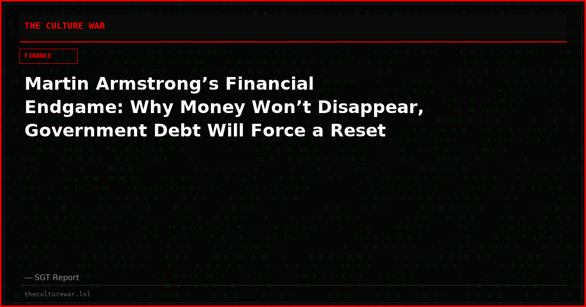 Martin Armstrong’s Financial Endgame: Why Money Won’t Disappear, Government Debt Will Force a Reset