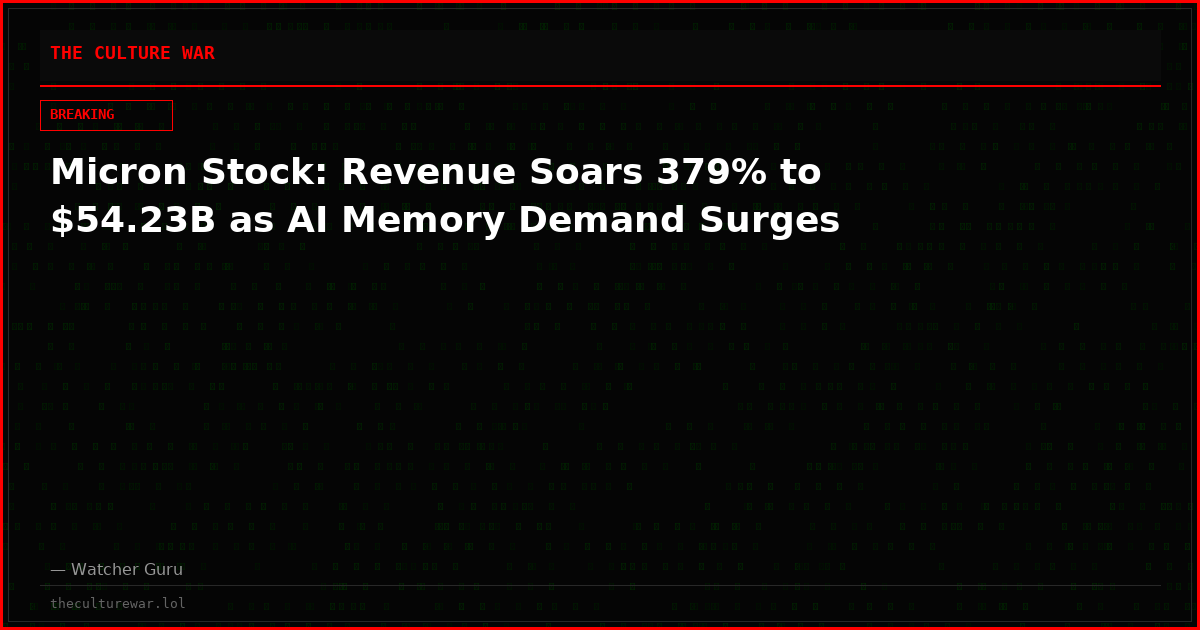 Micron Stock: Revenue Soars 379% to $54.23B as AI Memory Demand Surges